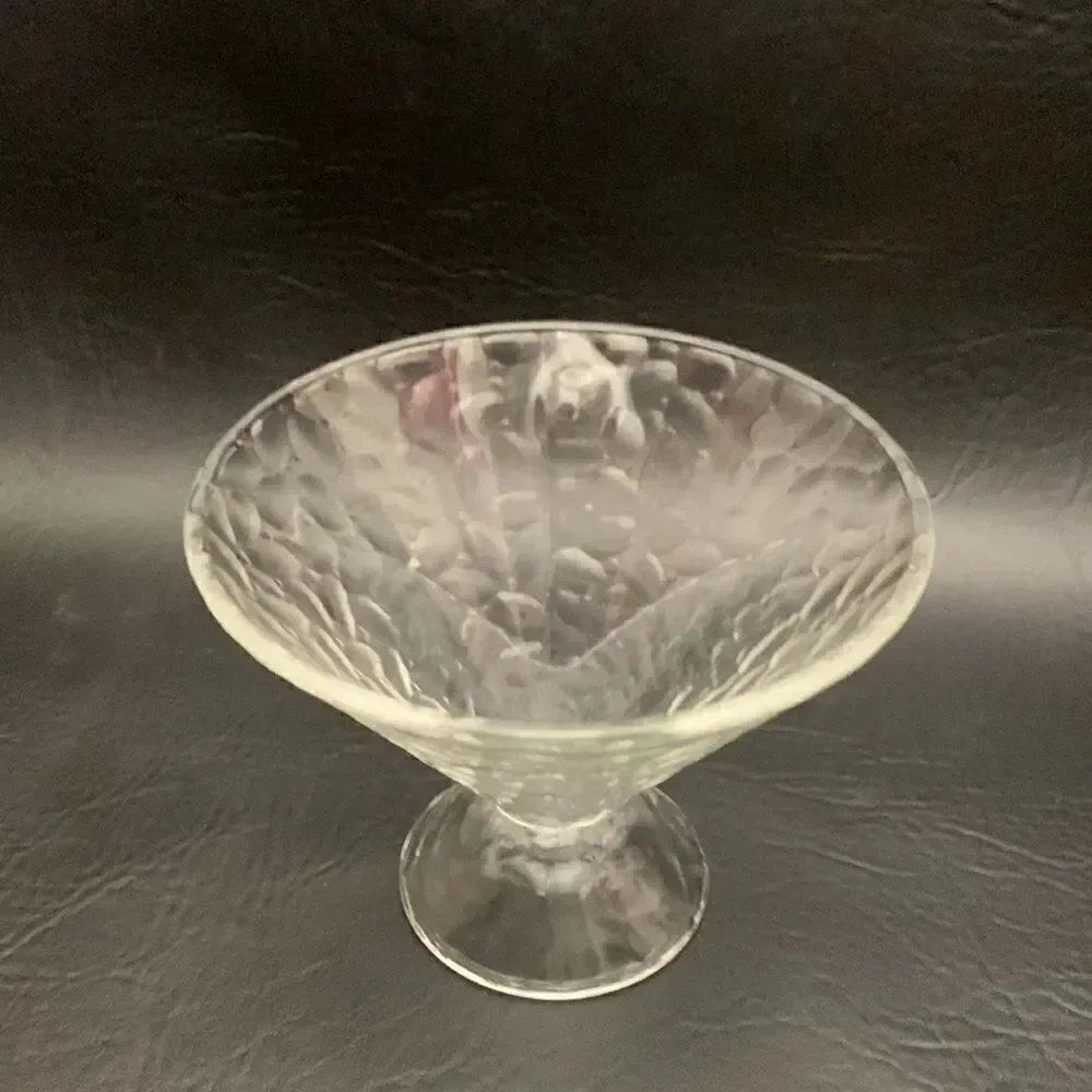 Textured Glass Serving Ice Cream Sundae Parfait Fruit 12 Ounce Dish Bowl Set 3